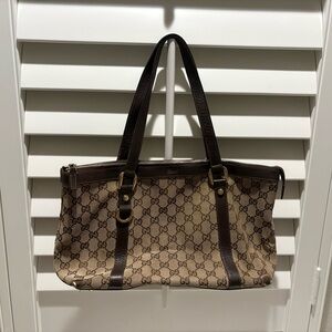 Authentic Gucci Brown Monogram Shoulder Bag